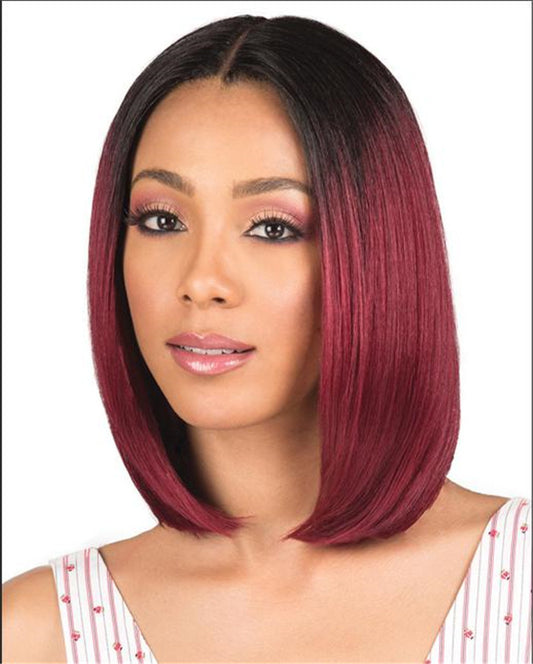 Black Gradient Burgundy Bob Wig